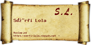 Sárfi Lola névjegykártya